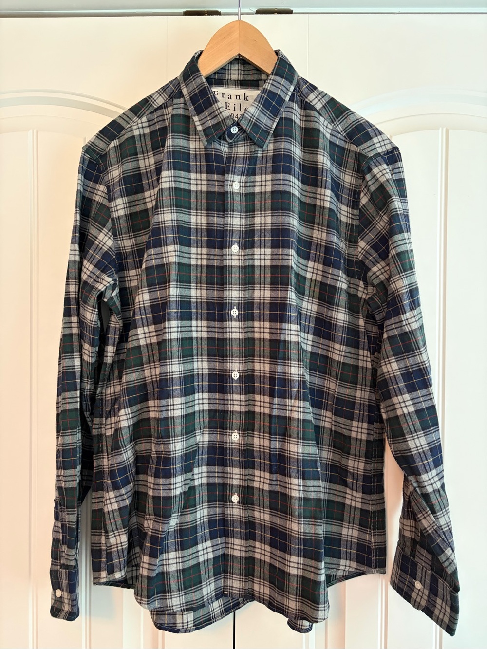 Frank & Eileen Finbar Men's Flannel Blue Green Plaid Button Down Shirt Sz M EUC